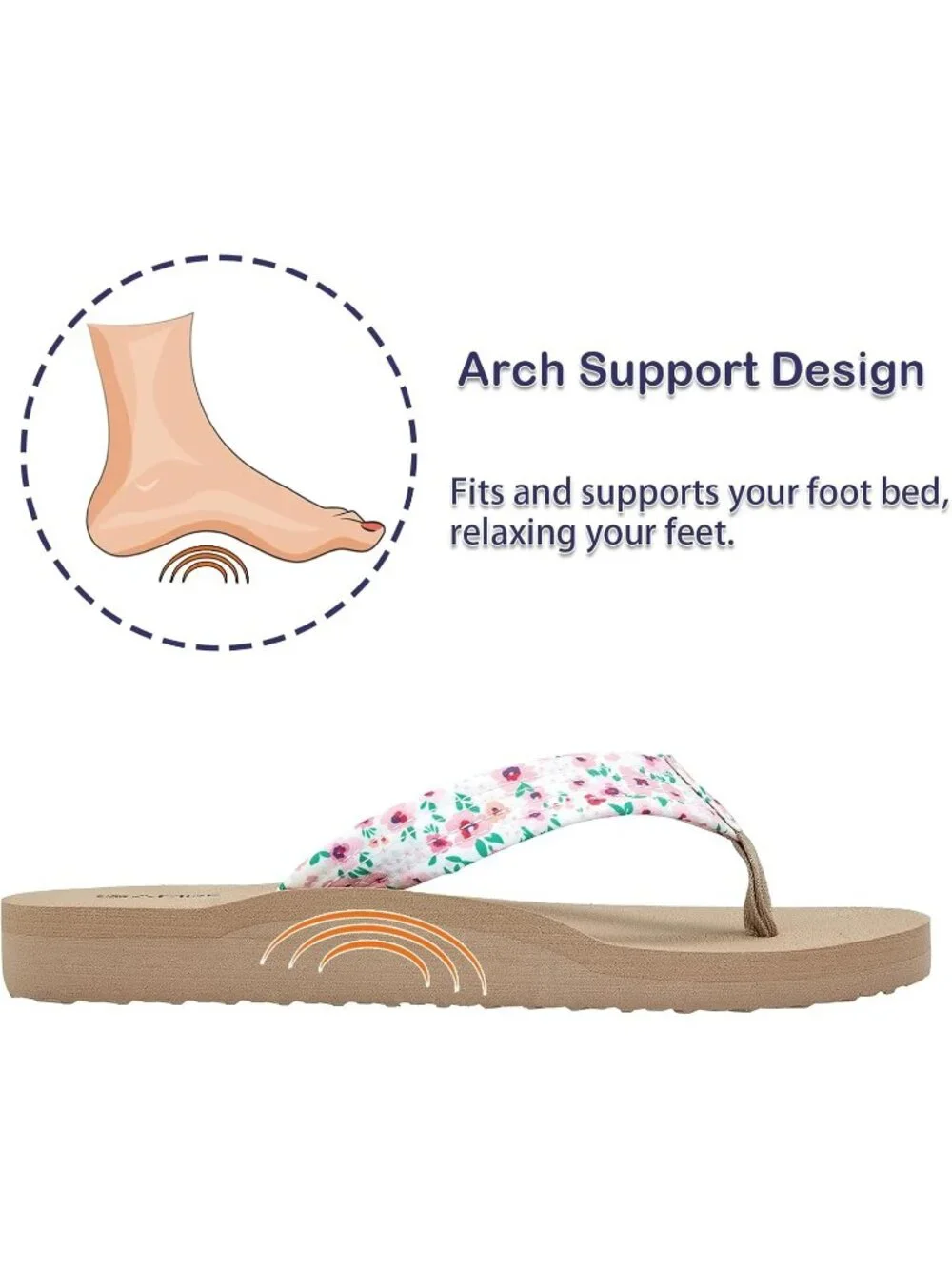 Women's Floral Pink Comfortable Flip Flops Summer Beach Casual Thong Sandals